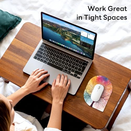 Contoured Oval Mouse Pad 6x8in Non-Slip for Laptop,Big Tree