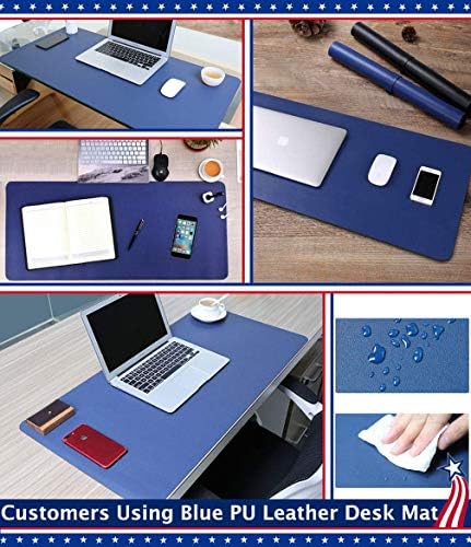 17 X 36 Inch Office Desk Pad Table Protector on Top of Desks PU Leather Desk Blotter Laptop Computer Gaming Under Keyboard Mouse Pad Waterproof Writing Mat Desktop Cover for Women Men Kids Girls White