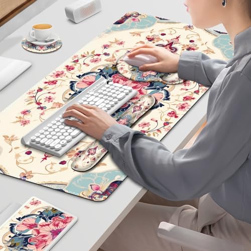 Gaming Mouse Pad, Large Desk Mat Cute Desk Pad Protector, 4in1 XXL Mousepad