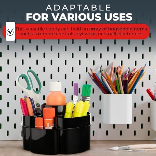 Masirs Small 360 Rotating Makeup Organizer, 5 Compartments, Round Black