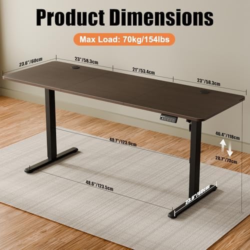 67"x24" Standing Desk, Height Adjustable Sit-Stand Home Office, Walnut