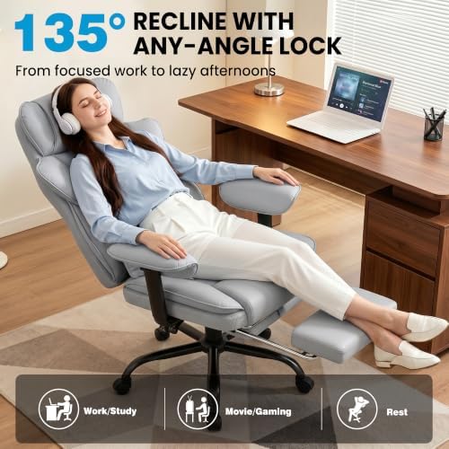 ALLGOD Office Desk Chair, Big and Tall Computer Gaming Chair with footrest