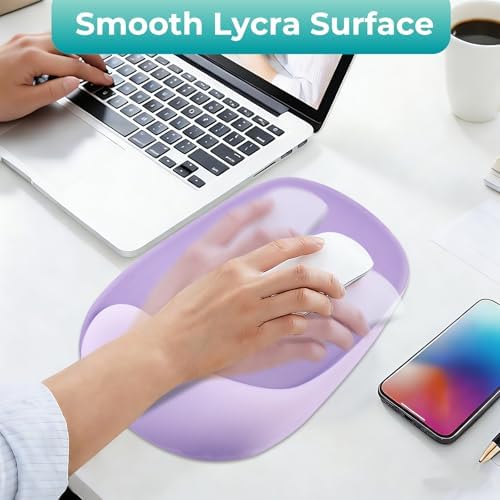 Mouse Pad with Wrist Rest Support, Ergonomic Mousepad with Comfortable Gel Cushion, Gaming Mouse Pad with Non-Slip PU Base, Relieve Pain Relief, for Home Office Computer Laptop, Purple