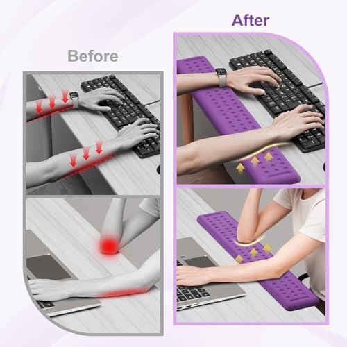 Leolee L-Shaped Desk Long Wrist Rest Elbow 60CM, Purple Arm Rest for Desk