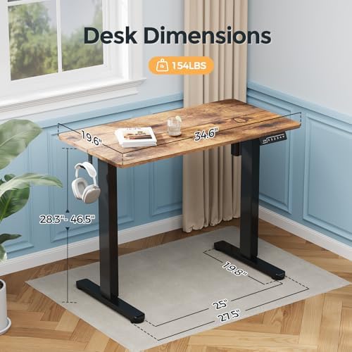 Small Electric Standing Desk, 35" Sit Stand Rising Desk