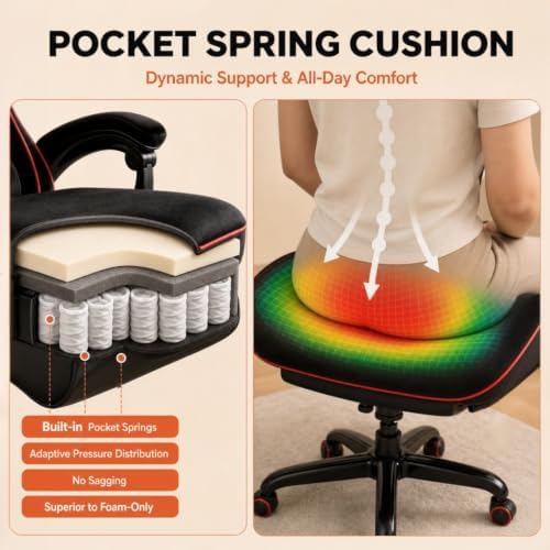 Fabric Gaming Chair for Adult, Comfortable Office Chair with Footrest