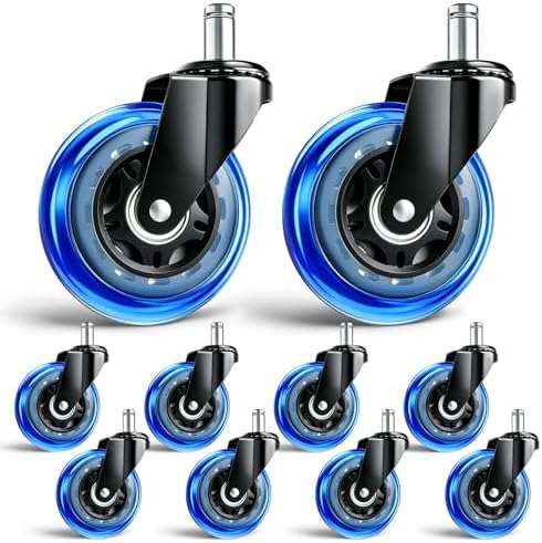 3 Inch Office Chair Wheels, Set of 10 (Blue)