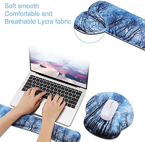 Mouse Pad Keyboard Wrist Rest, Gel Non Slip Rubber Wrist Support Rest Mouse Pad for Home Office, Computer Laptop Desk Typist Gamer, Comfy Cushion Mousepad with Memory Foam Ergonomic, Galaxy Forest