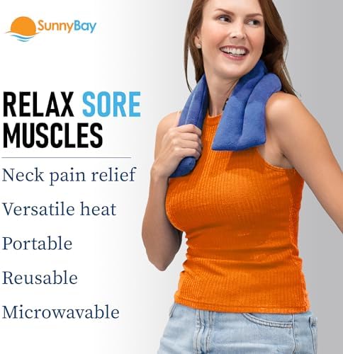 SunnyBay Microwavable Heating Pad, Neck and Shoulder Wrap, 26x4 inch, Sky