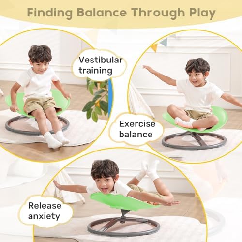 BABAMU Spinning Chair for Autistic Kids, Sensory Swivel Chair, 220LBS Weight Capacity, Autism Sensory Products, Autism Toys, Sensory Toy (Green, Egg)