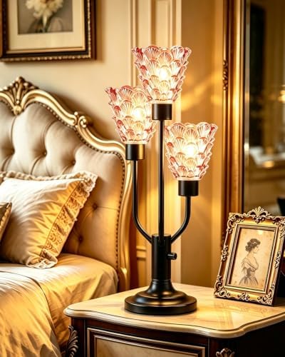 Mid Century Modern Glass Table Lamp Vintage Lamp Gift Dimmable