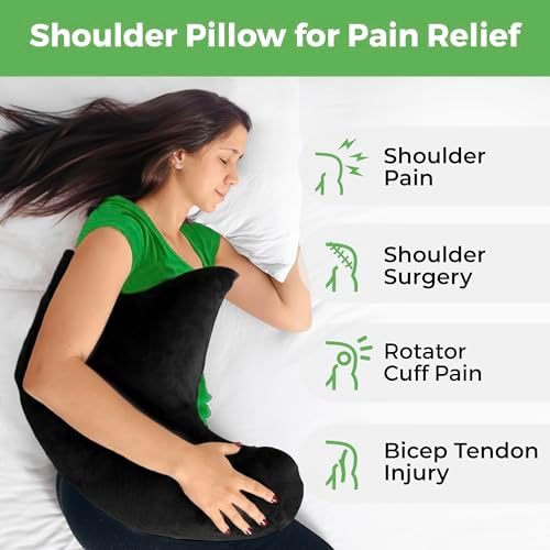 Rotator Cuff Pillow Side-Sleeper Shoulder Arm Support, Washable Cover Black