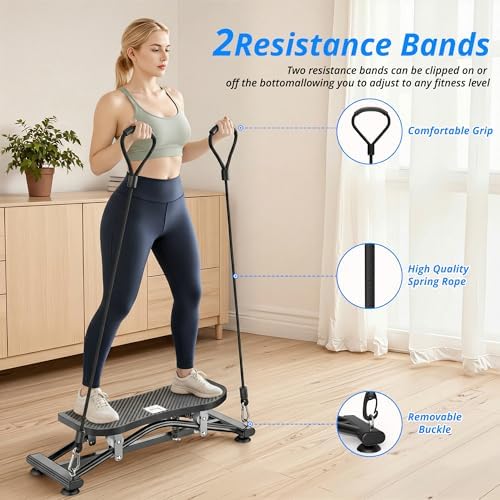RYGEO Balance Board with Resistance Bands, Versatile Rocking Stepper, Wobble Board Featuring LCD Monitor, 330 lbs High-Capacity Ski Twister Trainer for Full Body Exercise at Home