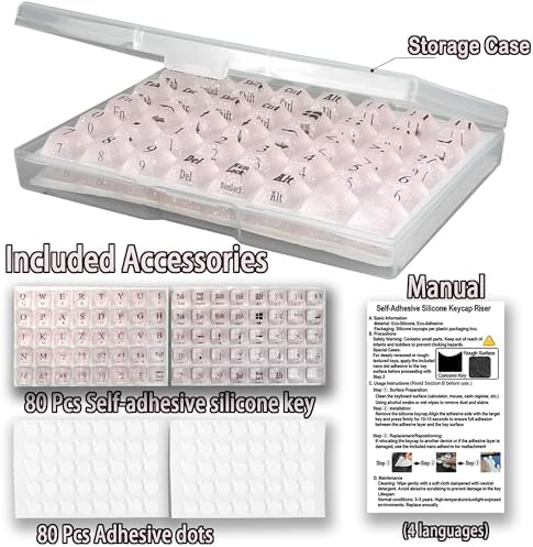 80 Pcs Long Nails Raised Keyboard Stickers for Typing & Gaming Gap Expander