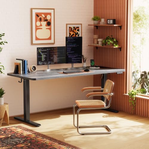 Huuger 63 X 24 Inch Electric Standing Desk with Power Outlets