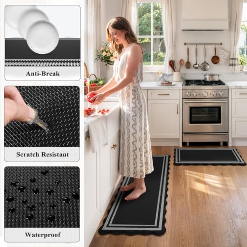 KIMODE Kitchen Mats Cushioned Anti Fatigue,Farmhouse Kitchen Rugs Sets of 2