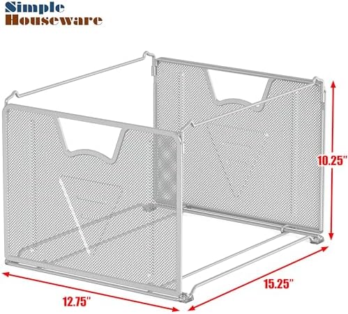 Simple Houseware Mesh Hanging File Folder Organizer, Silver