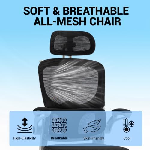Ergonomic Office Chair with Flip-up Arms & Coat Hanger, Grey
