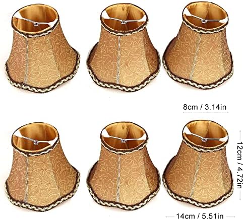 Fuloon Clip on Chandelier Lamp Shades, 3.14x5.51x4.72 in, Small Sconce Shades for Candelabra Bulbs, Rustic/European/French Country Style(6 Pack, Coffee)