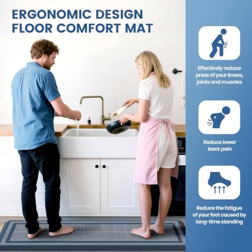2PCS Kitchen Rugs Cushioned Anti-Fatigue Kitchen Mats Comfort Standing Mat