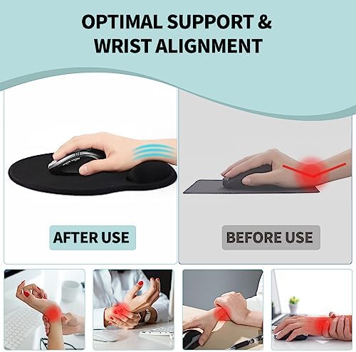 eulps Mouse Pad with Wrist Rest, Comfortable Computer Mousepad with Gel Wrist Support Smooth Surface and Non-Slip PU Base for Pain Relief, Laptop, Office & Home (ICY Blue)