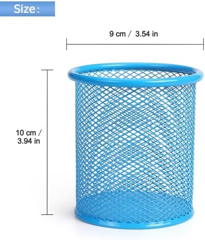 Tamaki Pen Holder Cup for Desk, Wire Mesh Pencil Cup Holder, Blue