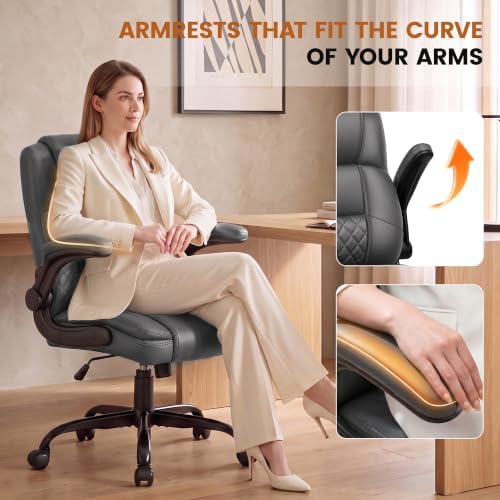 Office Desk Chair, Ergonomic Computer Chair with Flip-Up Arms