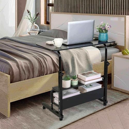 Adjustable Height Mobile Computer Desk with Wheels Black 31.5x15.7 Inch