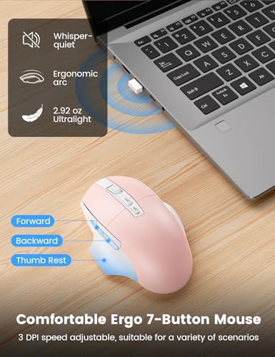 SABLUTE Wireless Keyboard and Mouse Combo with Ergonomic Wave Key