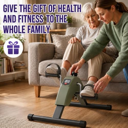 Under Desk Bike Pedal Exerciser, Mini Exercise Bike for Arm and Leg Workout | Adjustable Resistance, LCD Tracking, Secure Foot Straps, Compact Frame for Seated Home or Office Workouts