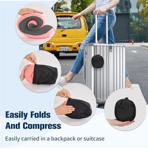 Cirorld Neck Pillow for Traveling, Travel Pillows for Airplanes Red