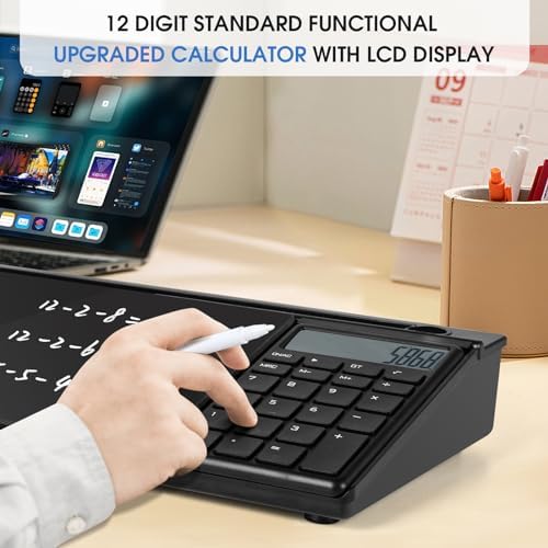 Varhomax Glass Desk Whiteboard Gray with Calculator