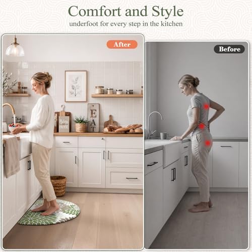 KIMODE Half Circle Kitchen Mats for Floor Cushioned Anti Fatigue Semi Round