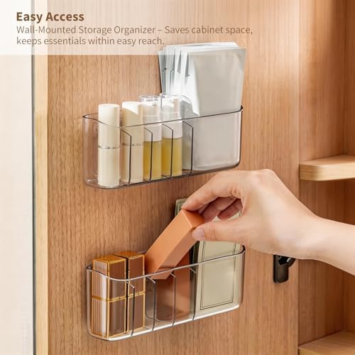 PAVSTINE 2 Pack Clear Adhesive Medicine Cabinet Shelves for Narrow Space