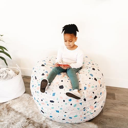 Big Joe Fuf Medium Foam Filled Bean Bag Chair with Removable Cover, Dolce Terazzo Lenox, Durable Woven Polyester, 3 feet Big