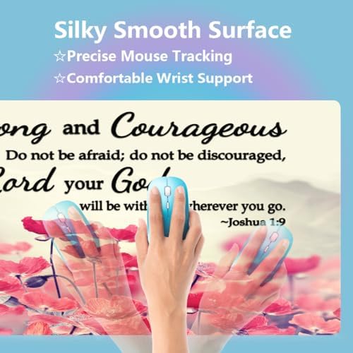 Be Strong and Courageous Joshua 1:9 Large Mouse Pad, Pink Lotus Desk Mat