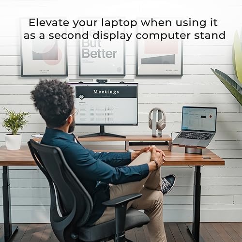 HumanCentric Laptop Riser for Desk, Black Walnut Wood Top & Space Gray Base