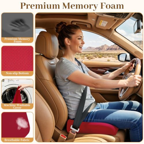 TranquilRelax 2XL Memory Foam Seat Cushion for Office Chair, 3.7-Inch, Red