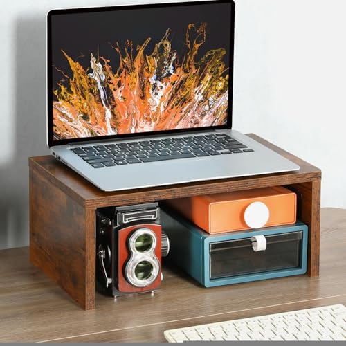 TEAMIX 6.7 inch Tall Monitor Stand Riser, Wood Shelf Riser, Desk Organizer