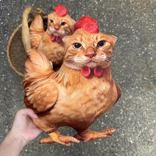 Funny Cat Chicken Throw Pillow, Soft PP Cotton Couch Bedroom Decor