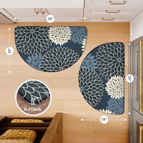 KIMODE Half Circle Kitchen Mats for Floor Cushioned Anti Fatigue Semi Round