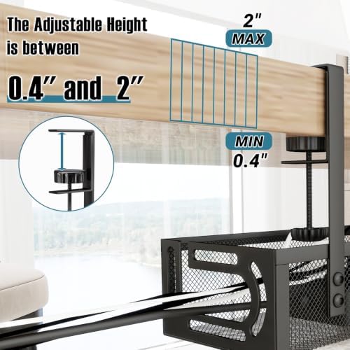 No Drill Under Desk Cable Management Tray, SONATURE 25.3" Cord Organizer for Table, Clamp Mount Desk Cable Management, Premium Carbon Steel Cable Organizer for Office, Home (Black)
