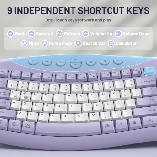 Wireless Keyboard and Mouse Combo Silent Ergonomic Curved Design for Office