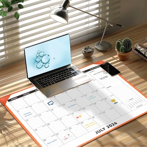 KOPEESY Desk Calendar 2026-2027 with Protective Mat 22" x 17"