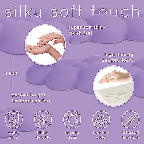 Purple Cloud Keyboard Wrist Rest – Create-ables Qloud Purple Wrist Rest for Computer Keyboard and Mouse, Ergonomic Memory Foam Wrist Pad with Non-Slip Base, Includes Cloud Mouse Pad