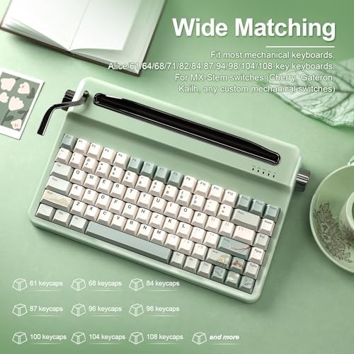 YUNZII Spring Tea 140 Keys PBT Dye-Sub Keycaps (Cherry Profile, Spring Tea)