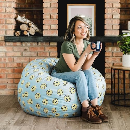 Big Joe Fuf 4Ft Foam Teen Bean Bag Chair, Smiley Face Plush