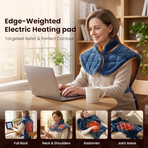BOB AND BRAD Heating Pad for Neck, Shoulders and Back, FSA Eligible HSA Eligible Electric Heat Pad, Edge-Weighted Design, Fast Heating, ETL Certified, Gift for Women Men 24"x33"