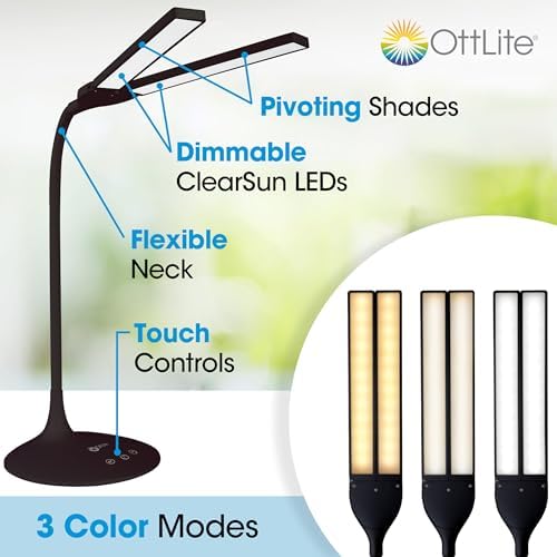 OttLite Pivot LED Desk Lamp, Black