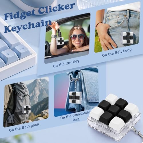 Keyboard Fidget Toy, Creamy Fidget Clicker Keyboard Fidget Keychain, Button Fidget Gifts for Adults, Boost Focus & Ease Anxiety Anywhere — Perfect Stress-Relief Gift (3×3 Grid Layout J)